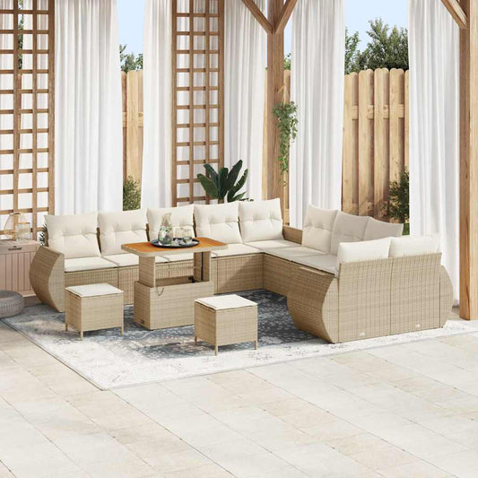 Garten-Sofa-Set 13 pcs Beige Poly-Rattan