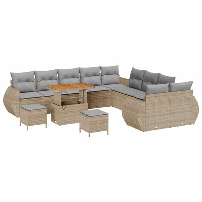 Garten-Sofa-Set 13 pcs Beige Poly-Rattan