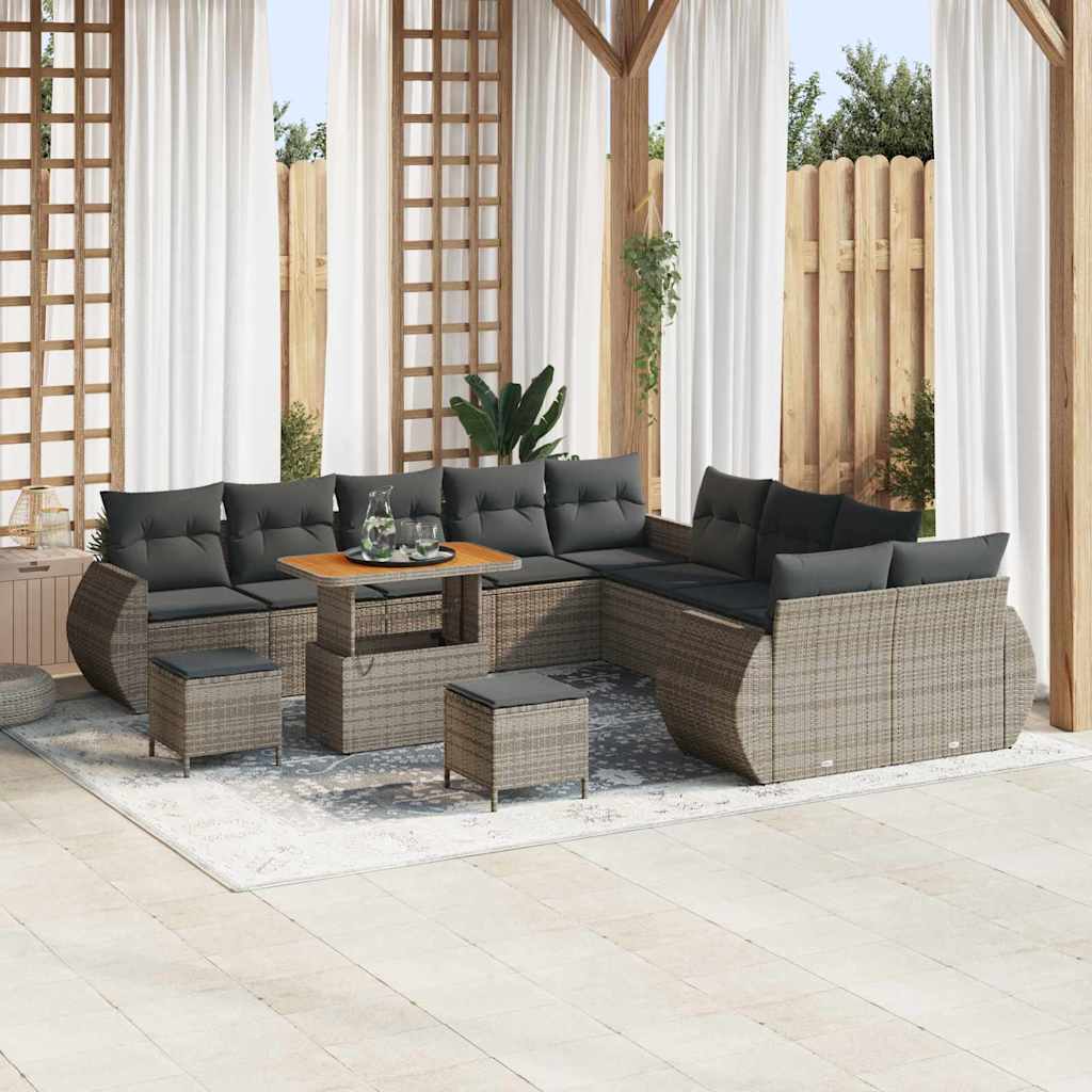 Garten-Sofa-Set 13 pcs Grau Poly-Rattan