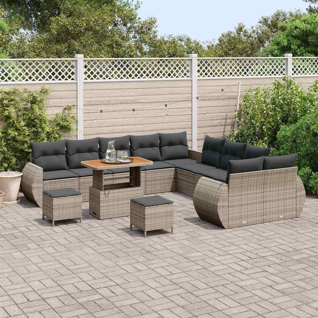 Garten-Sofa-Set 13 pcs Grau Poly-Rattan
