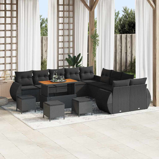 Garten-Sofa-Set 14 pcs Schwarz Poly-Rattan