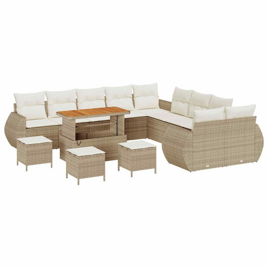 Garten-Sofa-Set 14 pcs Beige Poly-Rattan