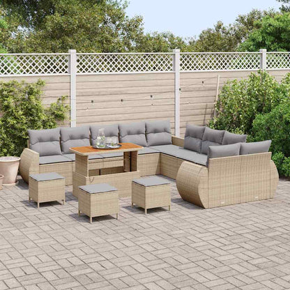 Garten-Sofa-Set 14 pcs Beige Poly-Rattan