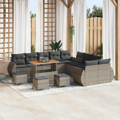 Garten-Sofa-Set 14 pcs Grau Poly-Rattan