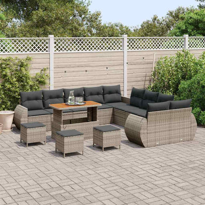 Garten-Sofa-Set 14 pcs Grau Poly-Rattan