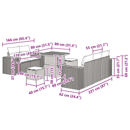 Garten-Sofa-Set 8 pcs Schwarz Poly-Rattan
