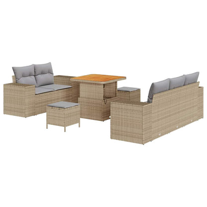 Garten-Sofa-Set 8 pcs Beige Poly-Rattan
