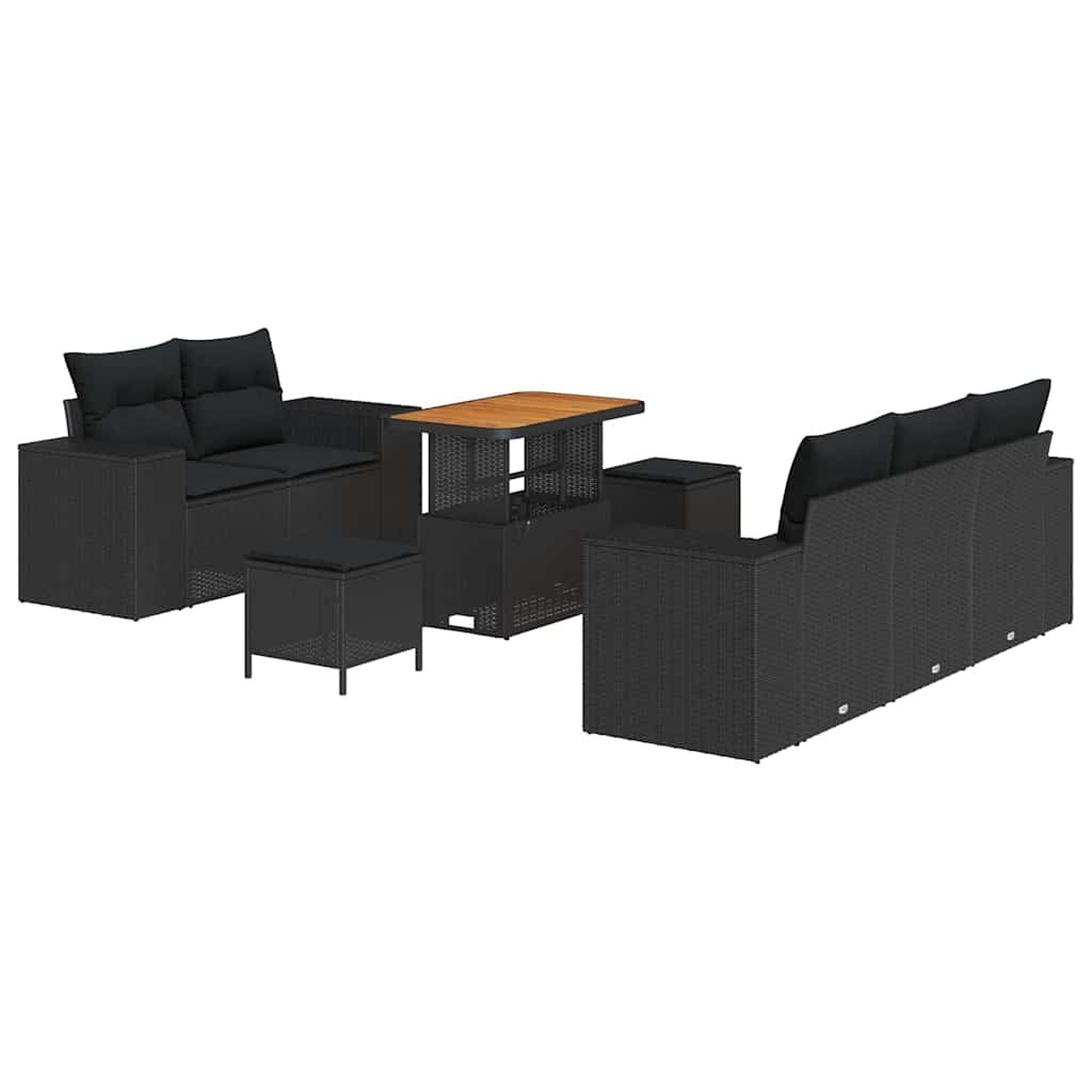 Garten-Sofa-Set 8 pcs Schwarz Poly-Rattan
