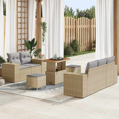 Garten-Sofa-Set 8 pcs Beige Poly-Rattan