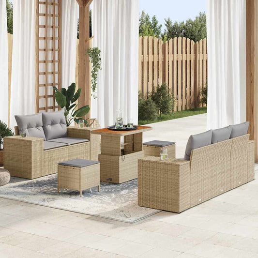 Garten-Sofa-Set 8 pcs Beige Poly-Rattan