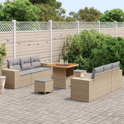 Gartensofa-set mit Kissen 9 pcs Beige Poly Rattan