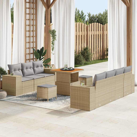 Garten-Sofa-Set 10 pcs Beige Poly-Rattan