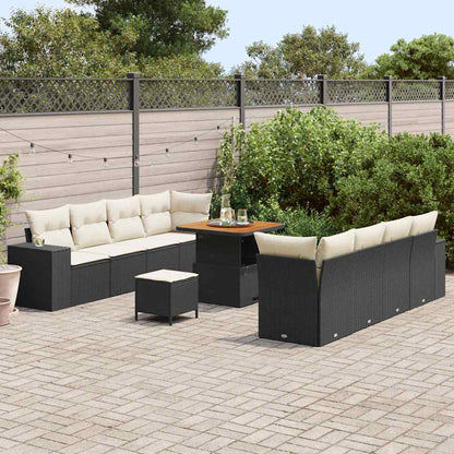 Gartensofa-set mit Kissen 11 pcs Schwarz Poly-Rattan