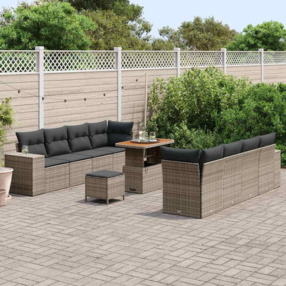 Gartensofa-set mit Kissen 11 pcs Grau Poly-Rattan