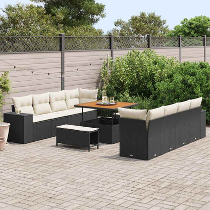 Gartensofa-set mit Kissen 11 pcs Schwarz Poly-Rattan