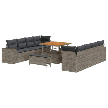 Gartensofa-set mit Kissen 11 pcs Grau Poly-Rattan