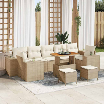 Garten-Sofa-Set 10 pcs Beige Poly-Rattan