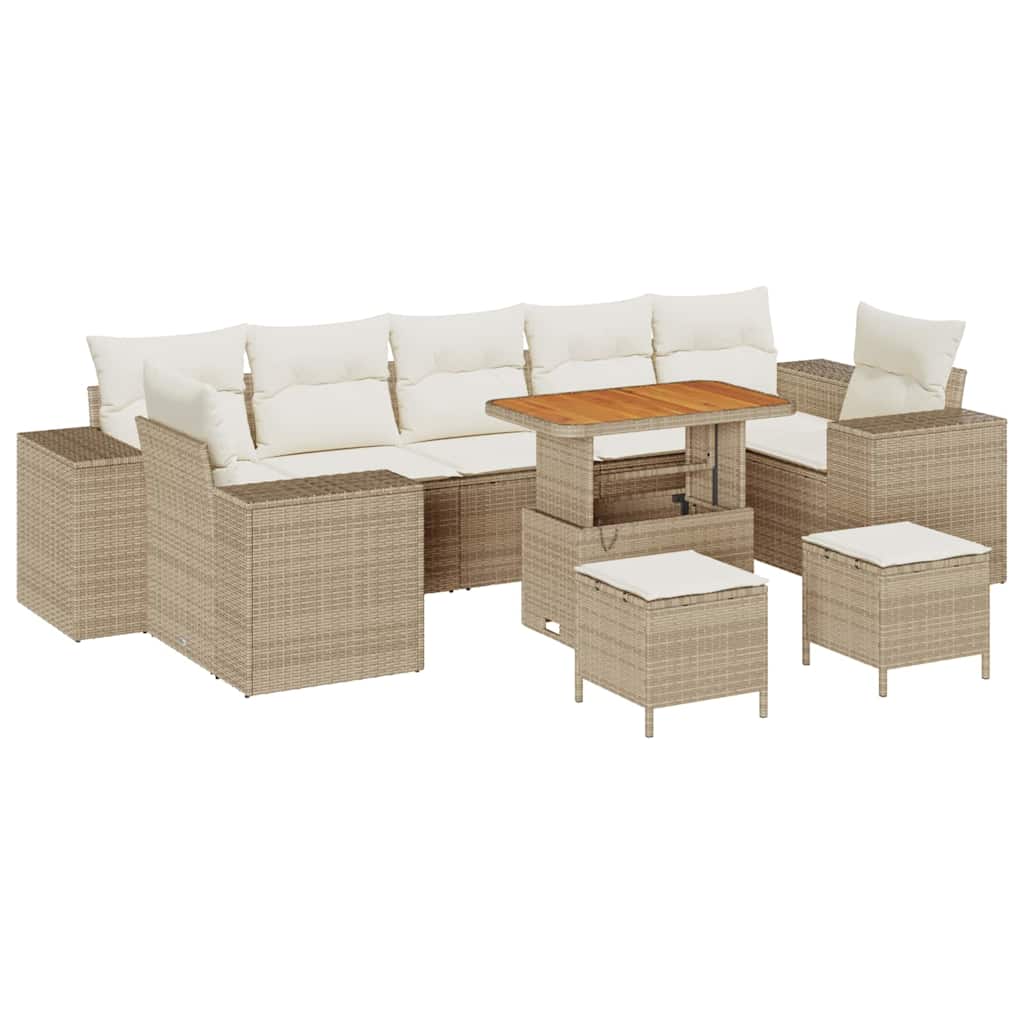Garten-Sofa-Set 10 pcs Beige Poly-Rattan