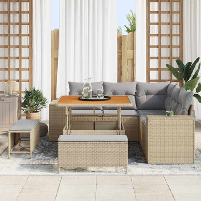 Gartensofa-set mit Kissen 8 pcs Beige Poly-Rattan