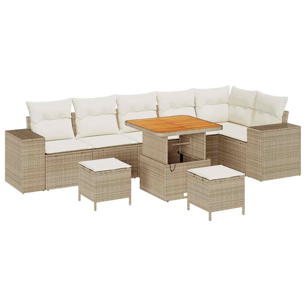 Garten-Sofa-Set 9 pcs Beige Poly-Rattan