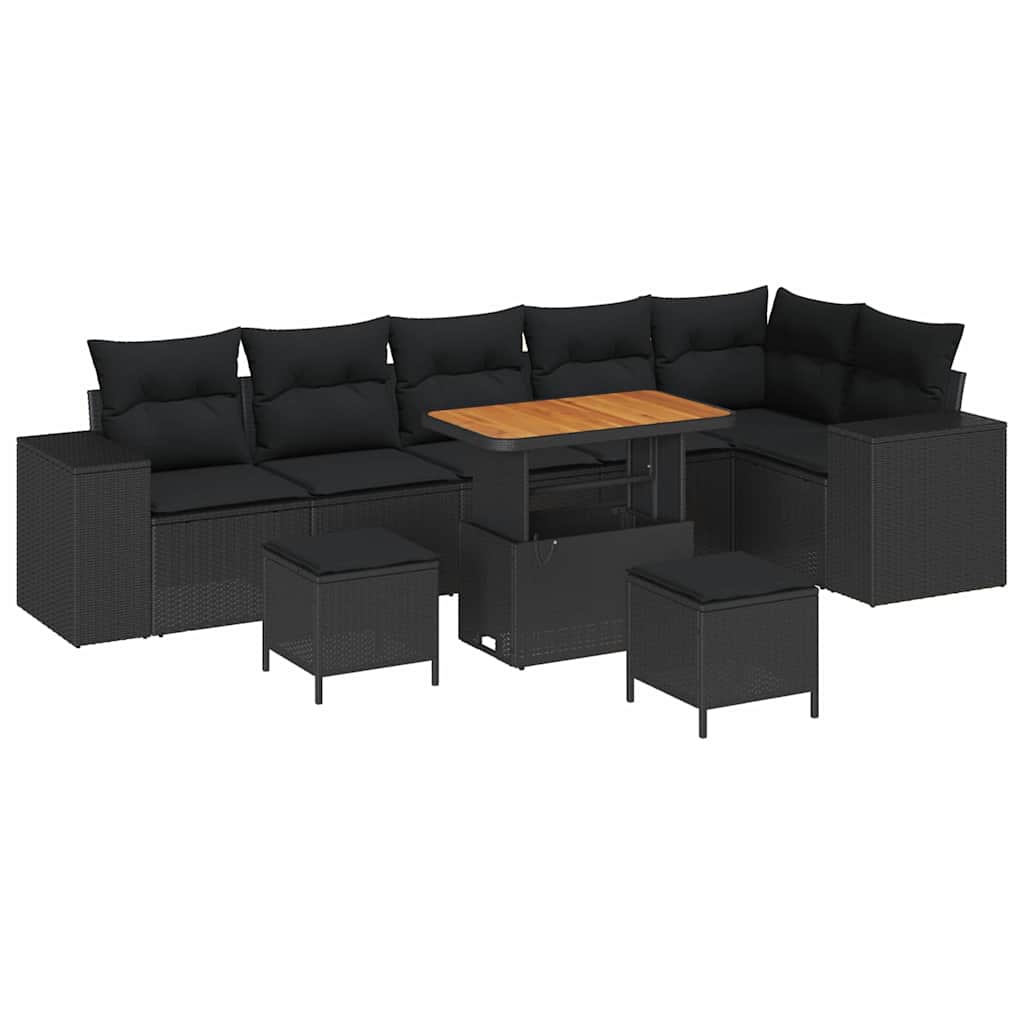 Garten-Sofa-Set 9 pcs Schwarz Poly-Rattan