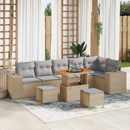 Garten-Sofa-Set 9 pcs Beige Poly-Rattan