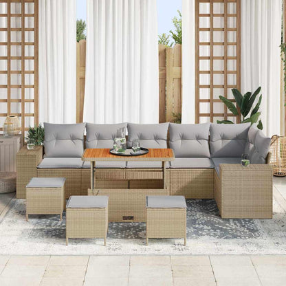 Garten-Sofa-Set 10 pcs Beige Poly-Rattan