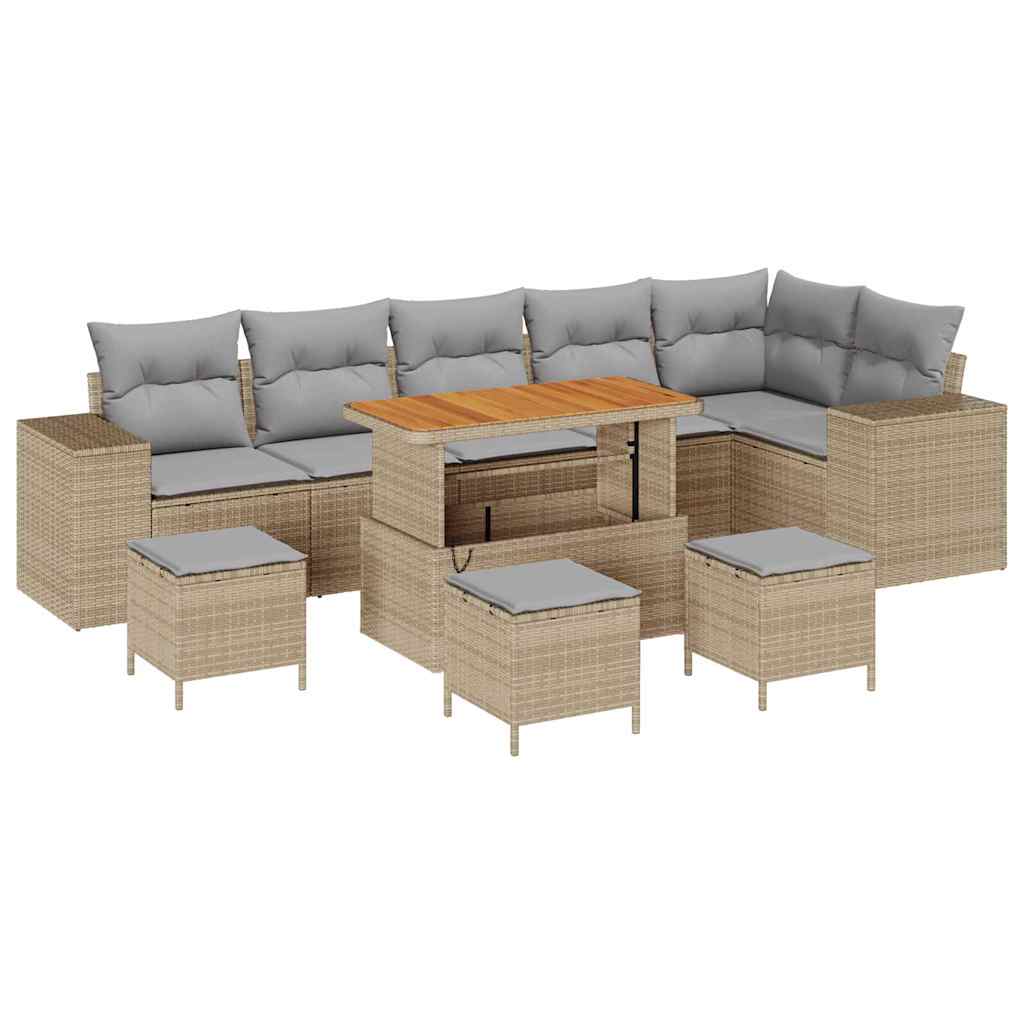Garten-Sofa-Set 10 pcs Beige Poly-Rattan