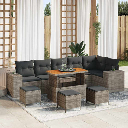 Garten-Sofa-Set 10 pcs Grau Poly-Rattan