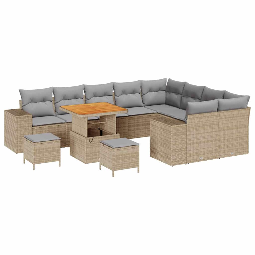 Garten-Sofa-Set 12 pcs Beige Poly-Rattan