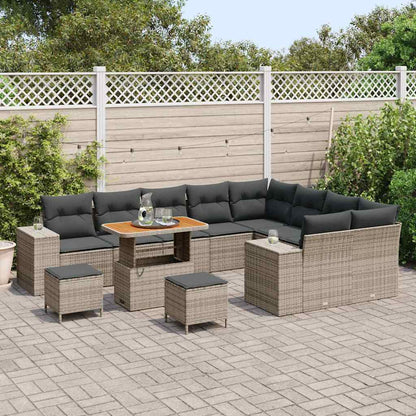 Gartensofa-set mit Kissen 12 pcs Grau Poly-Rattan