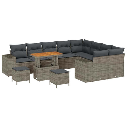 Gartensofa-set mit Kissen 12 pcs Grau Poly-Rattan