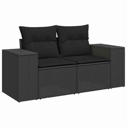 Gartensofa-set mit Kissen 13 pcs Schwarz Poly-Rattan