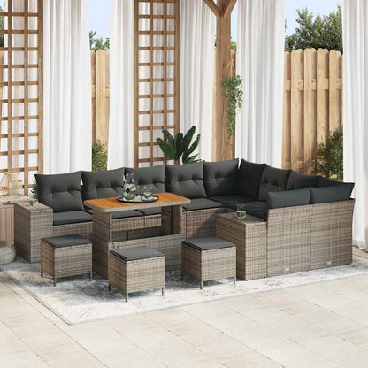 Gartensofa-set mit Kissen 13 pcs Grau Poly-Rattan
