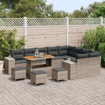 Gartensofa-set mit Kissen 13 pcs Grau Poly-Rattan