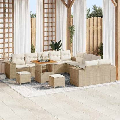 Garten-Sofa-Set 13 pcs Beige Poly-Rattan