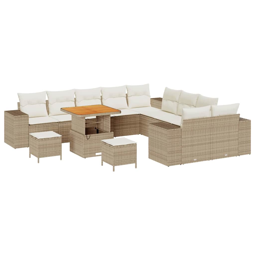 Garten-Sofa-Set 13 pcs Beige Poly-Rattan