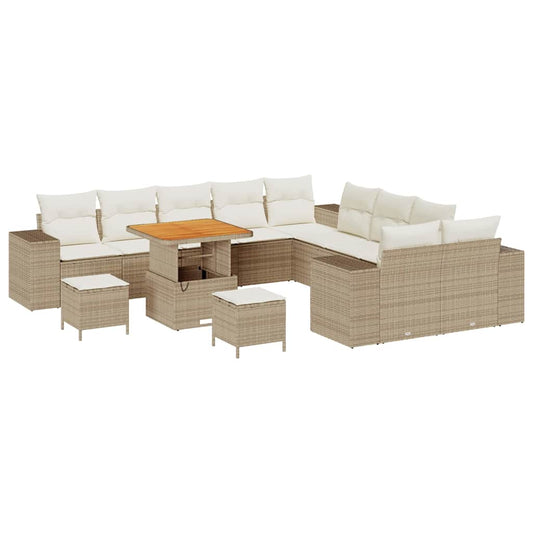 Garten-Sofa-Set 13 pcs Beige Poly-Rattan