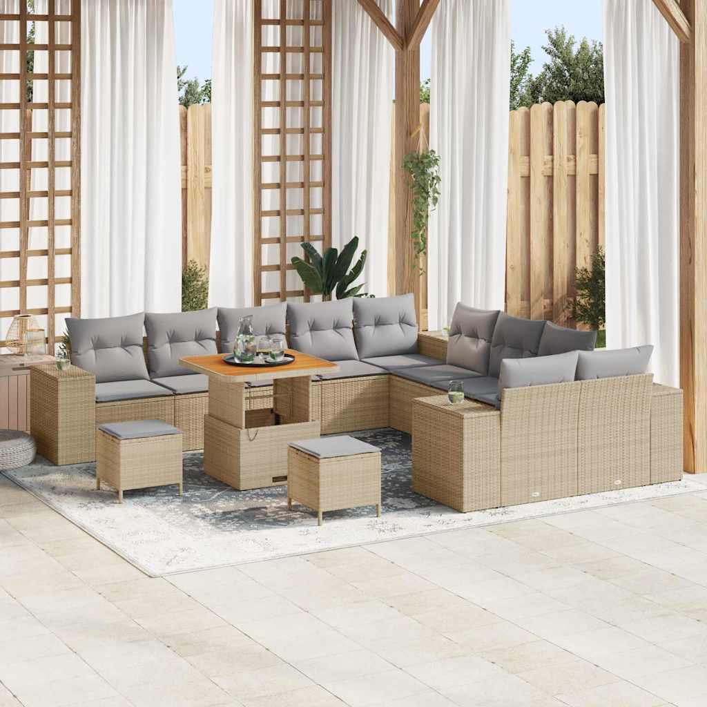 Garten-Sofa-Set 13 pcs Beige Poly-Rattan