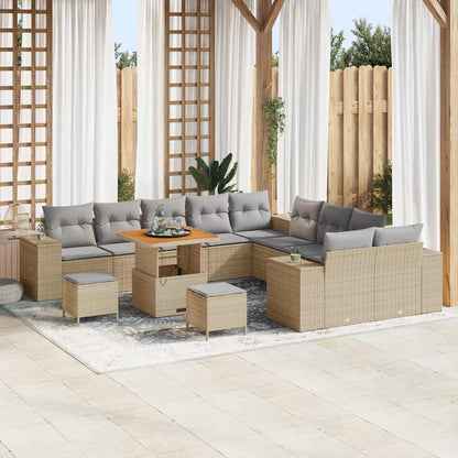 Garten-Sofa-Set 13 pcs Beige Poly-Rattan