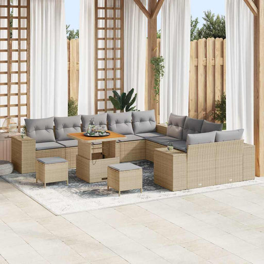 Garten-Sofa-Set 13 pcs Beige Poly-Rattan
