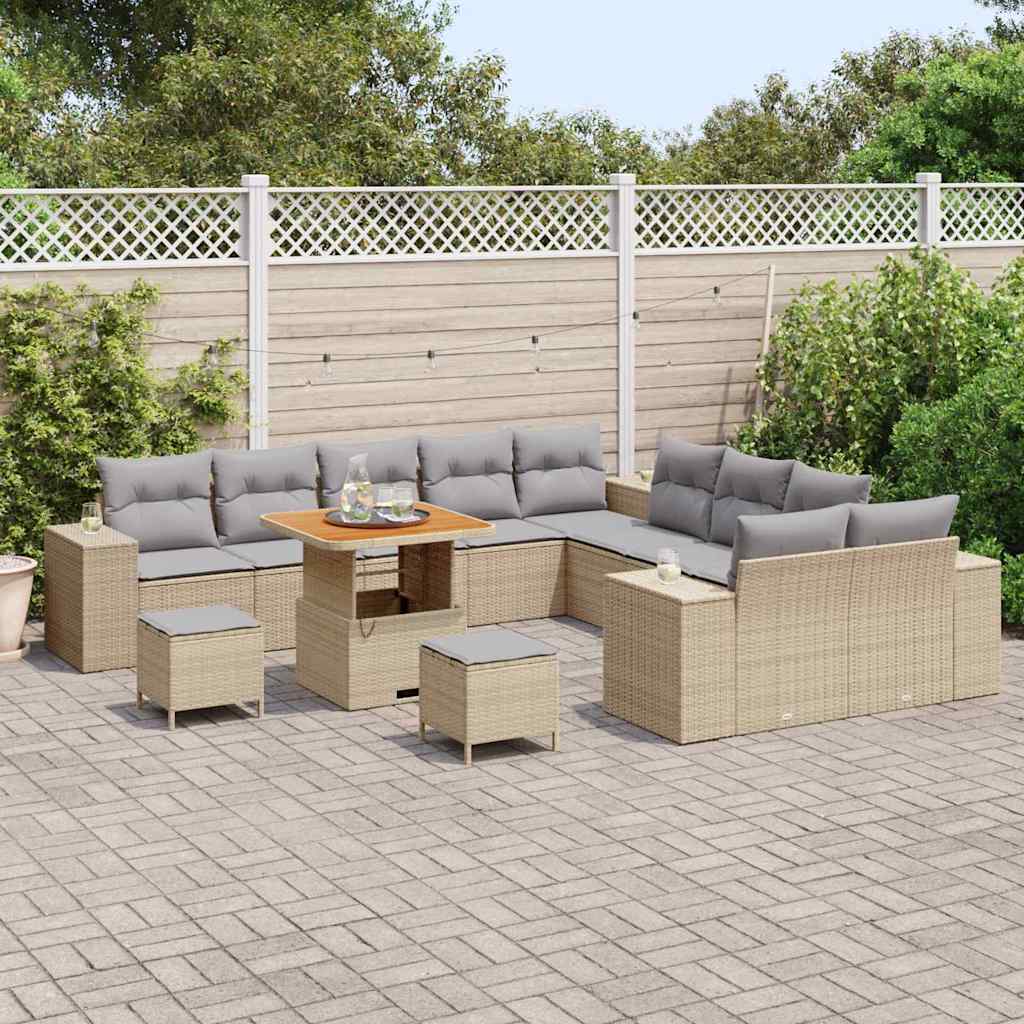 Garten-Sofa-Set 13 pcs Beige Poly-Rattan
