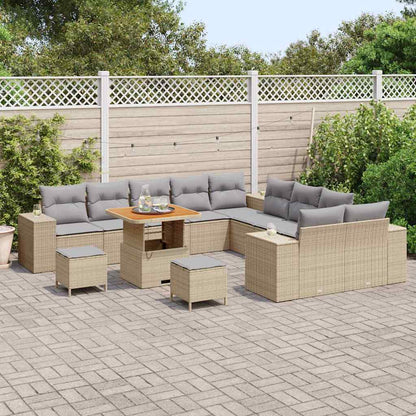 Garten-Sofa-Set 13 pcs Beige Poly-Rattan