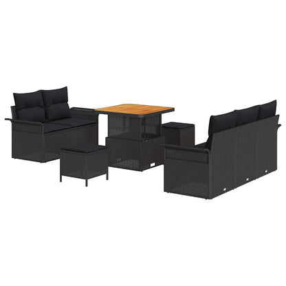 Garten-Sofa-Set 8 pcs Schwarz Poly-Rattan