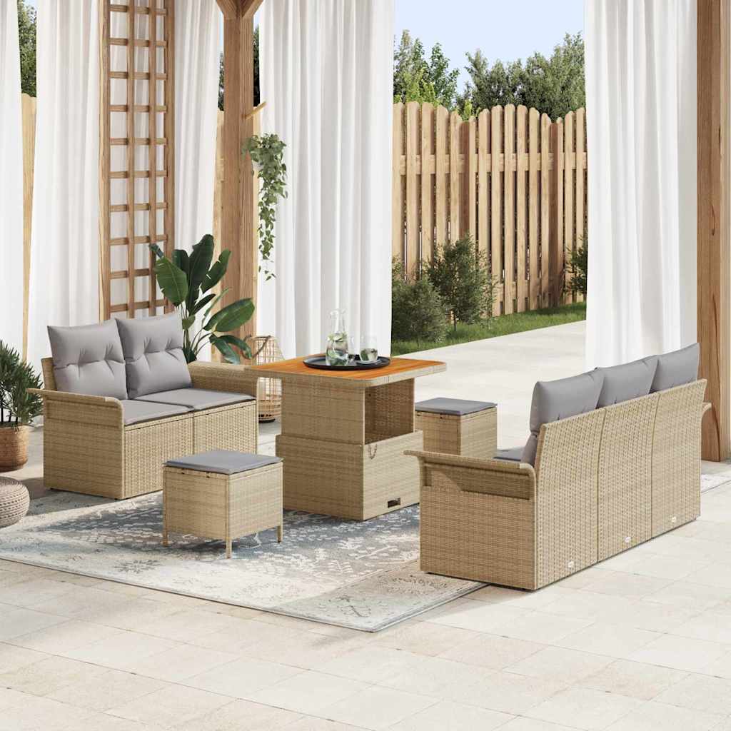 Garten-Sofa-Set 8 pcs Beige Poly-Rattan