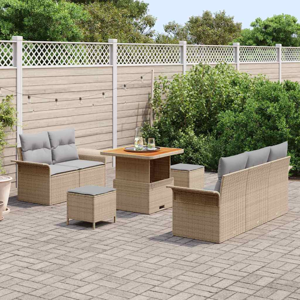 Garten-Sofa-Set 8 pcs Beige Poly-Rattan