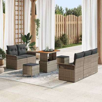 Garten-Sofa-Set 8 pcs Grau Poly-Rattan