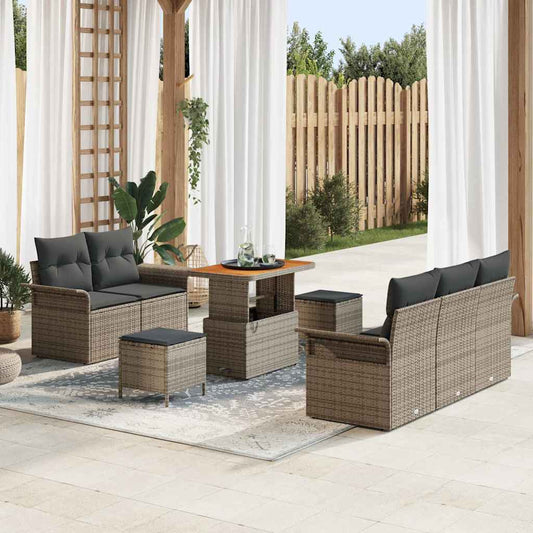 Garten-Sofa-Set 8 pcs Grau Poly-Rattan