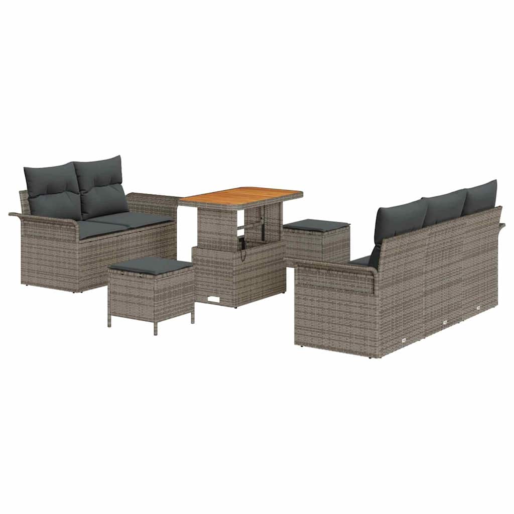 Garten-Sofa-Set 8 pcs Grau Poly-Rattan