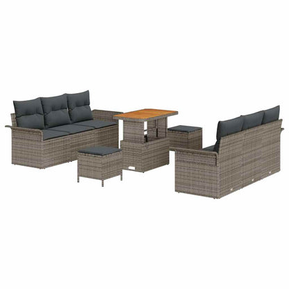 Garten-Sofa-Set 9 pcs Grau Poly-Rattan